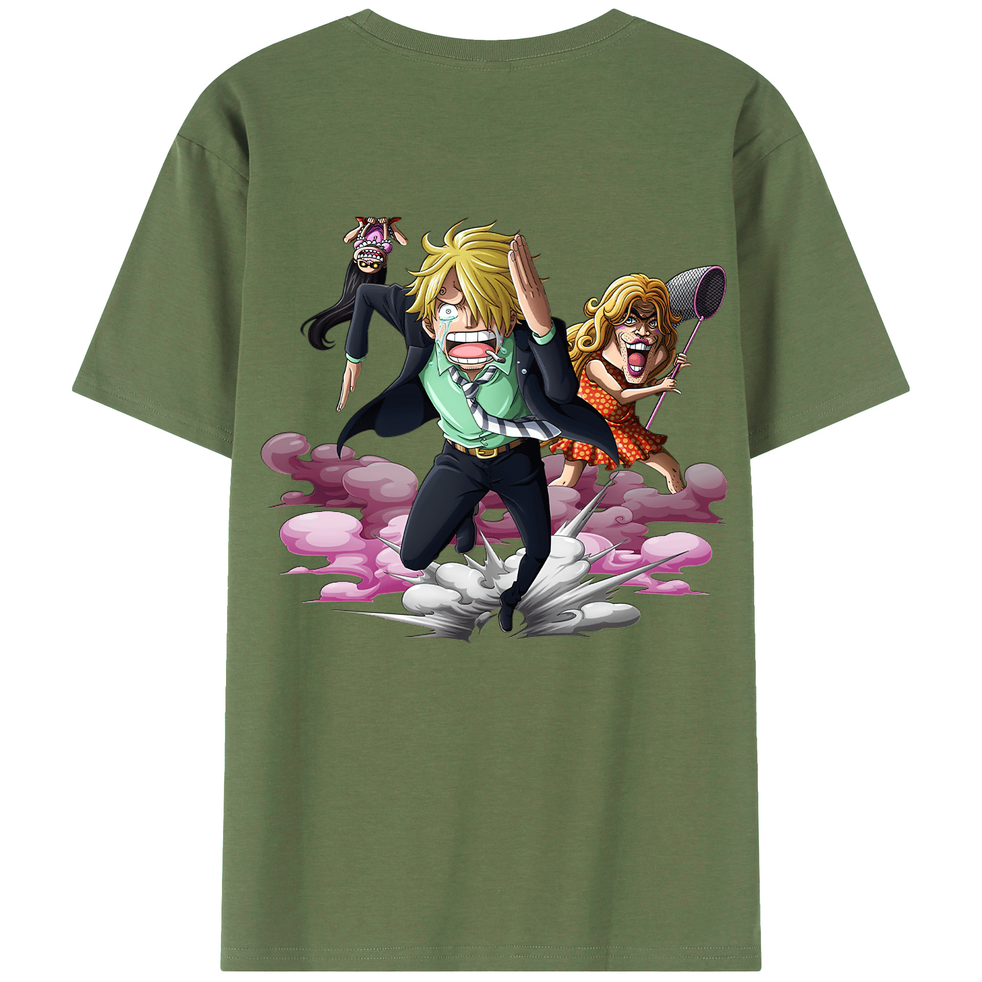 （画像用） ワンピース サンジ ONE PIECE Sanji 綿100％ メンズ半袖Tシャツ（バックプリント） 通気性